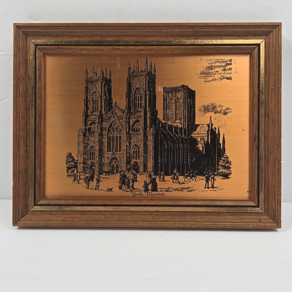 Vintage Coppercraft York Minster Copper Etching Framed Wall Art Cathedral UK
